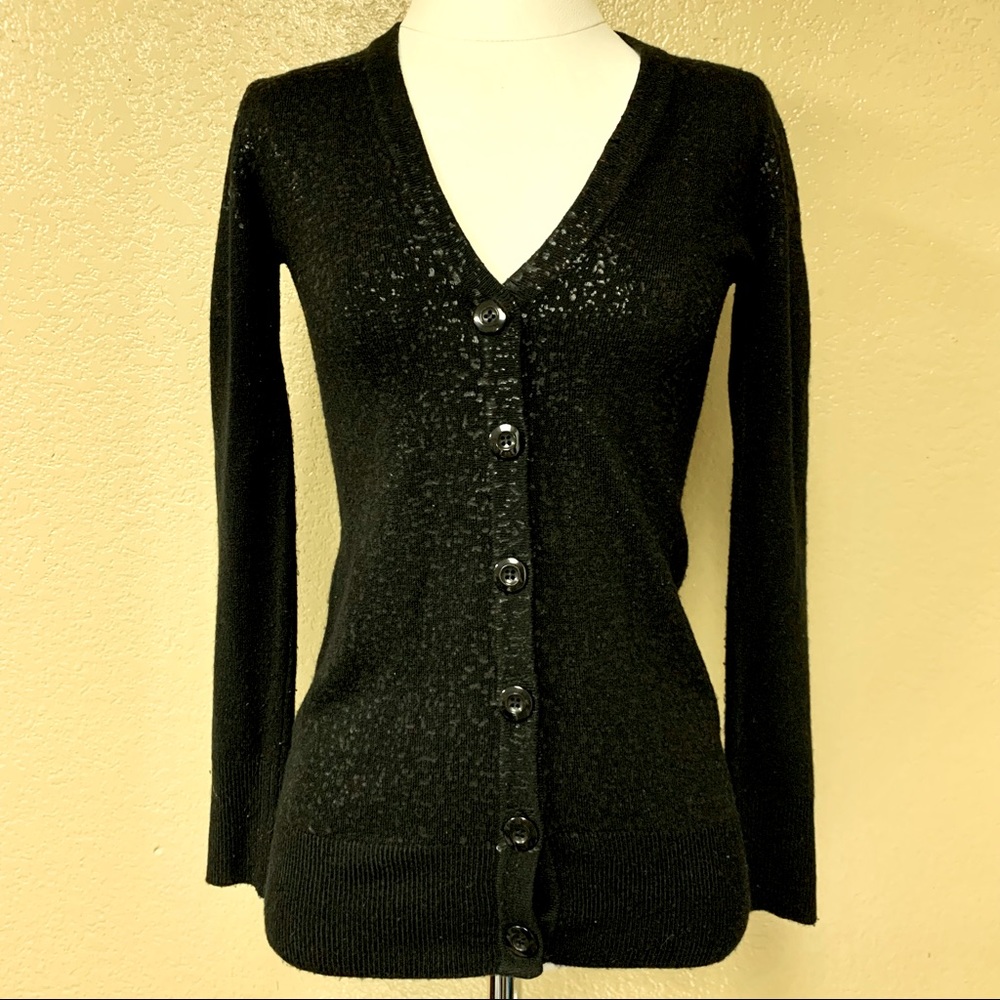Dolled Up by Fang Black with Black Flecks Button Up Long Sleeve Cardigan Sweater